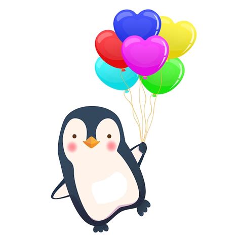 Premium Vector Penguin Holding Balloon Cute Animal