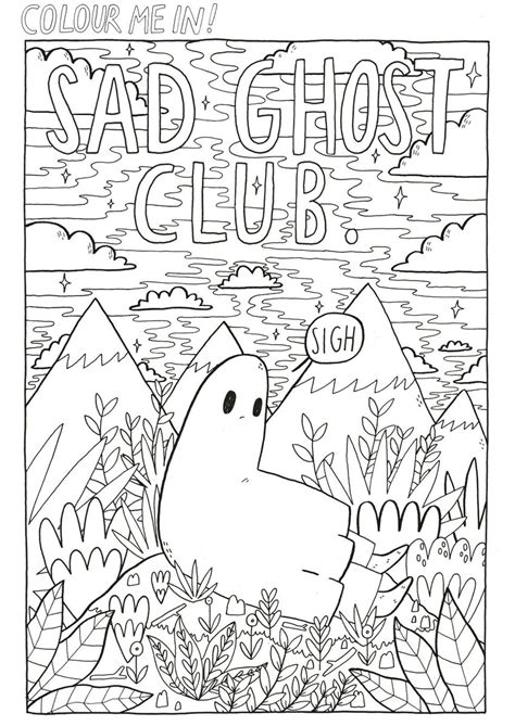 Aesthetic coloring grunge tattoo quotes source cartoon couple aesthetics 90s. Sad Ghost Club Coloring Pages - Super Kins Author