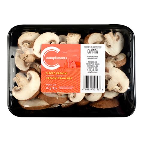 Mini Bella Mushrooms Sliced 227 G Complimentsca