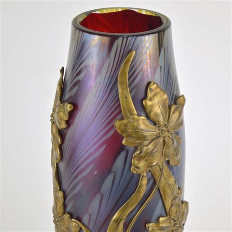 Art Nouveau Gilt Bronze Mounted Art Glass Vase Circa 1900 At 1stdibs
