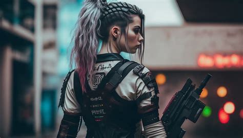 Ai Art Women Cyberpunk Armor Gun Hd Wallpaper Wallpaperbetter