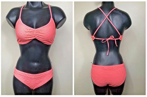 aerie l peach orange crochet string bikini swimsuit bathing suit 2 two piece 🥇 own that crown