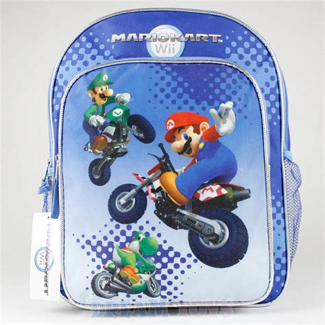 16 Large Super Mario Kart Wii Backpack In Blue Luigi Yoshi