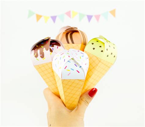 DIY Printable Ice Cream Cone Favors In Ice Cream Crafts Ice Cream Gift Ice Cream Party