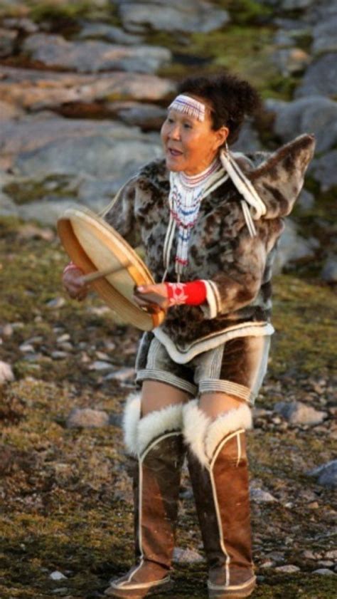 Inuit Drum Dance National Clothes Inuit Greenland