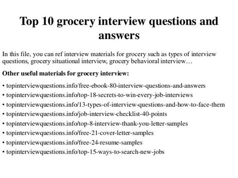 Top 10 Grocery Interview Questions And Answers
