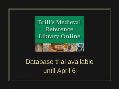 Database Trial Brills Medieval Reference Library Online Library News