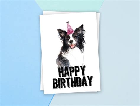 Printable Border Collie Birthday Card Happy Birthday Card Etsy