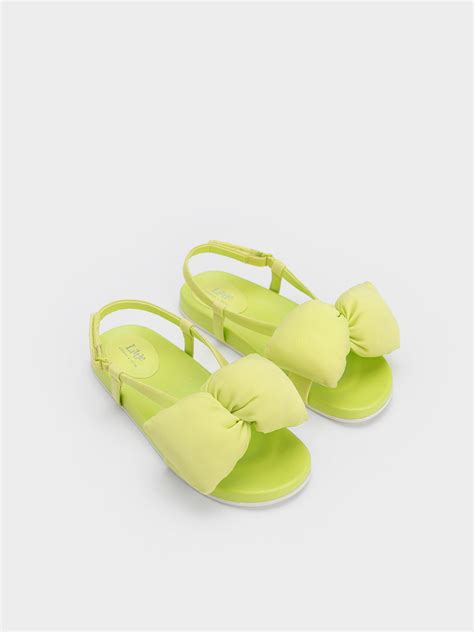 Lime Girls Puffy Bow Sandals Charles And Keith My
