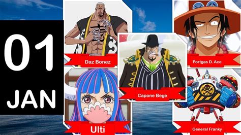 One Piece Characters Birthday Calendar January Youtube
