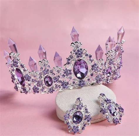 Mystical Magnificent Purple Crown Rhinestone Bridal Purple Crown