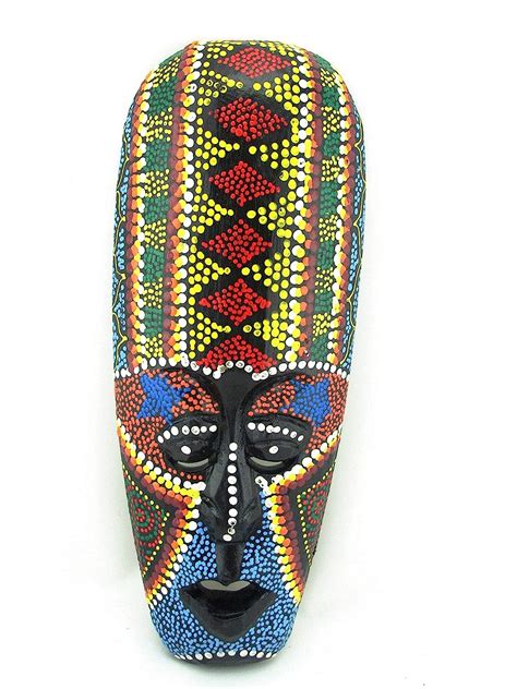 Buy Blue Orchid Small African Mask Hand Painted Aboriginal Dot Art