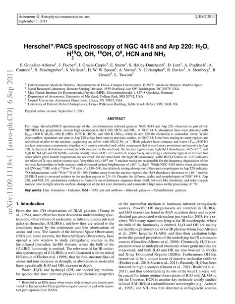Pdf Herschelpacs Spectroscopy Of Ngc 4418 And Arp 220 H2o H2 18 O