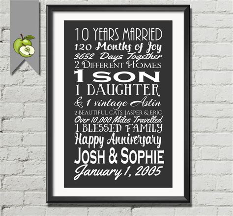 So this anniversary surprise the man in your life with anniversary gifts for your husband. 10th anniversary gift tenth anniversary gift wife husband