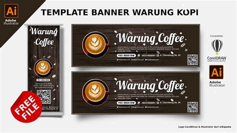 Free File Cara Membuar Banner Warung Kopi Adobe Illustrator Beserta