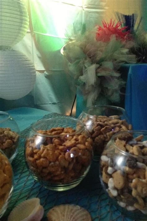 Dollar Store Fish Bowls Filled With Goldfish Snacks Nautical Party