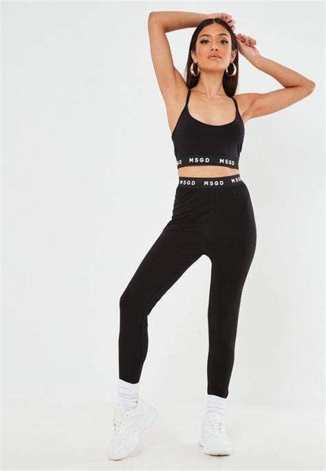 Missguided Tall Black Msgd Tape Leggings Clothing For Tall Women