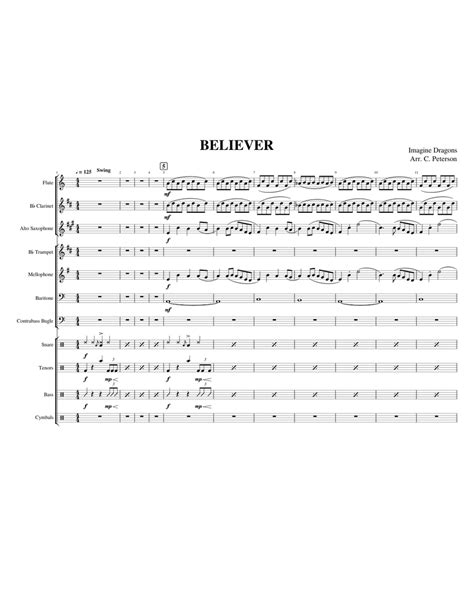 Believer Imagine Dragons Marching Band Updated Sheet Music For