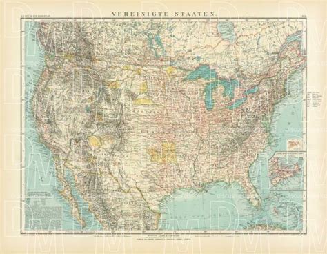 Old Map Of The United States Of America In 1905 Buy Vintage Map