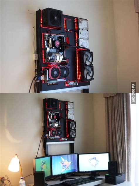 I Just Finished My Custom Water Cooled Wall Mounted Pc What Do You Guys Think Awesome