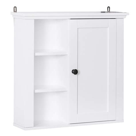 Homcom 21â€ Wood Wall Mount Bathroom Linen Storage Cabinet White