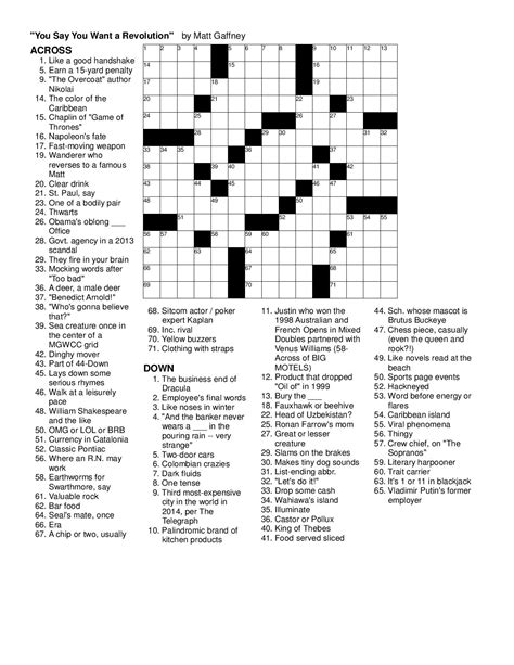 Matt Gaffneys Weekly Crossword Contest Page 377