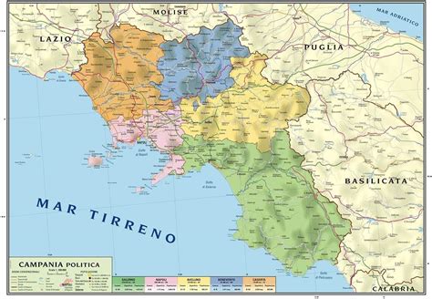Regione Campania Cartina Politica Mappa Regione Campania Cartina