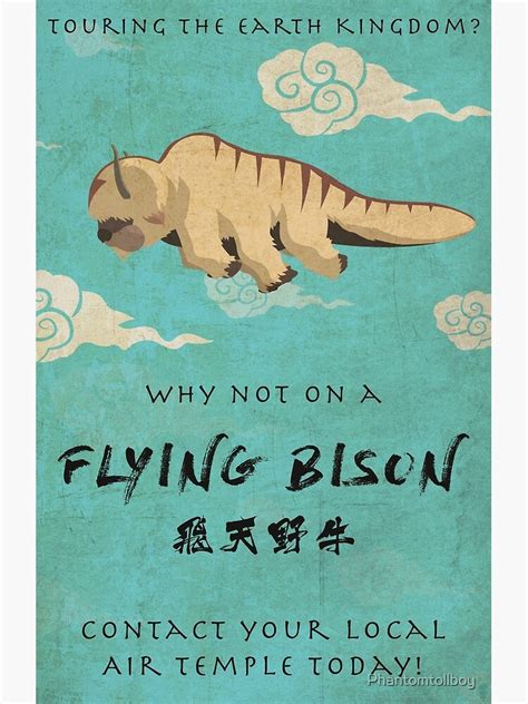 Weinlese Fliegendes Bison Reise Plakat Poster Von Phantomtollboy