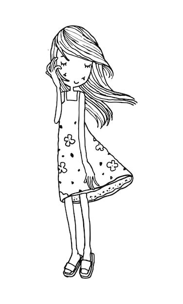 hermosas chicas lindas dibujadas a mano feliz joven adolescente dibujos animados doodle mujeres