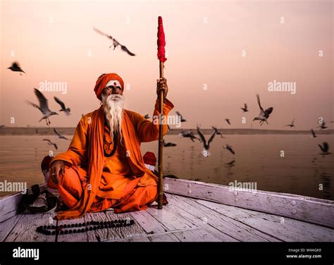 Varanasi India Circa November 2018 Portrait Of A Sadhu In Varanasi