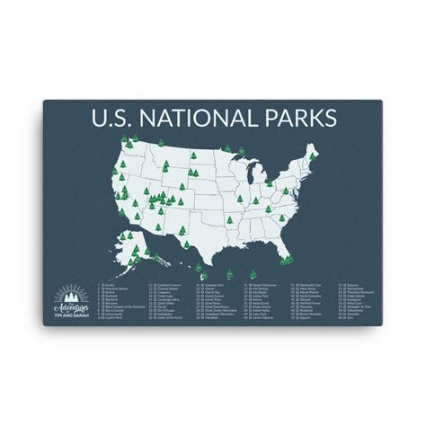 National Park Checklist Modern Map Art