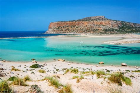 Balos Beach And Gramvousa Island Near Kissamos In Crete Greece Stock