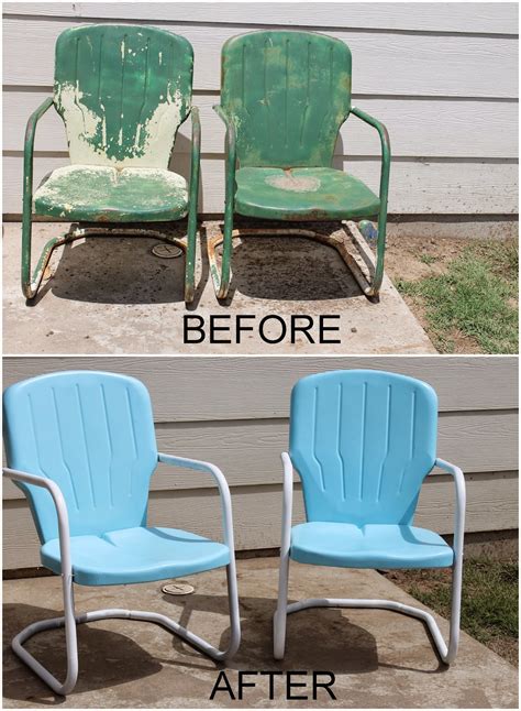 Repaint Old Metal Patio Chairs Diy Paint Outdoor Metal Motel Chairs