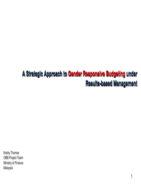 In first stage, government organisations are. Outcome-based Budgeting - Koshy Thomas | Strategic ...