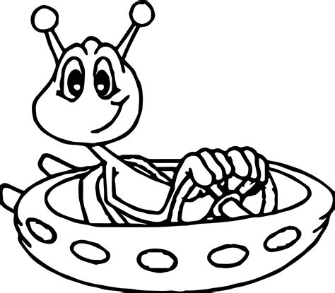 Cute Flying Alien Coloring Page | Wecoloringpage.com