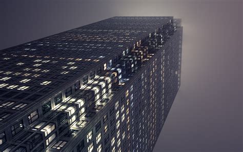 Wallpaper City Cityscape Night Architecture Reflection Symmetry