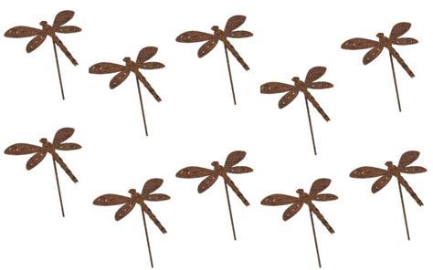 Small Rust Butterfly Set Of 10 Garden Stakes