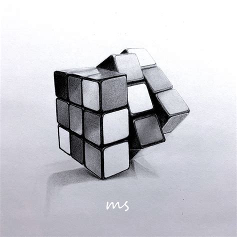 Cube Photo 3d Drawing A 3d Rubik S Cube Very Easy Step By Step Rubiks