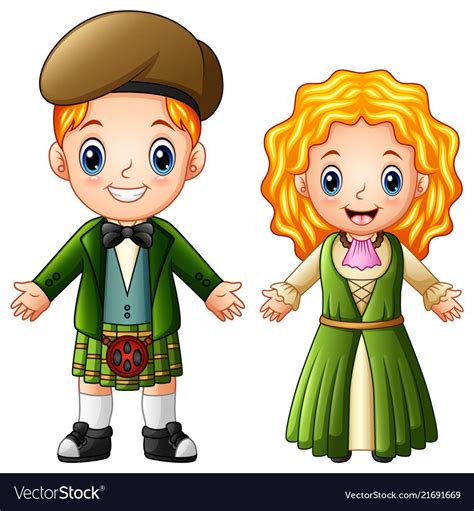 Illustration Of Cartoon Ireland Couple Wearing Traditional Costumes