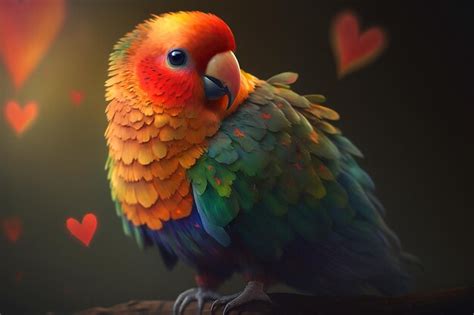 Premium Ai Image A Parrot With A Red Heart On Its Head