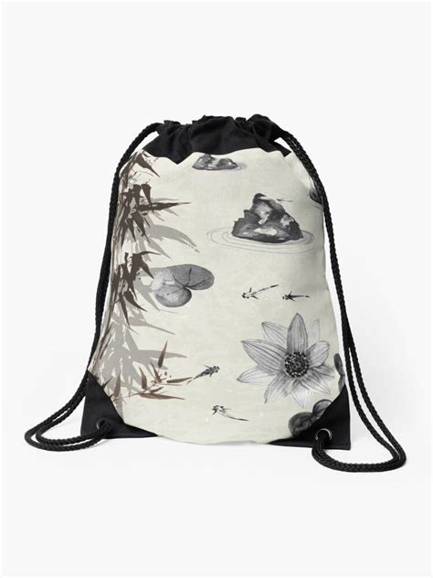 Aqua Ink Drawstring Bag By Elenadanilo Bags Drawstring Bag Backpack