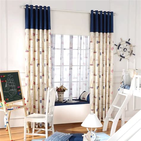 Blackout Curtain Fabrics And Tulle For Boys Bedroom Panel Mediterranean