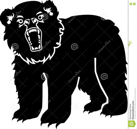 Angry Grizzly Bear Brown Growls Cartoon On White Background Vector Illustration