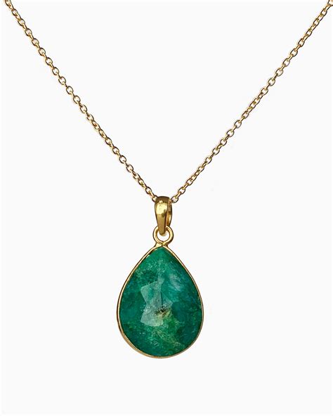 Large Emerald Pendant Necklace Veda Jewelry