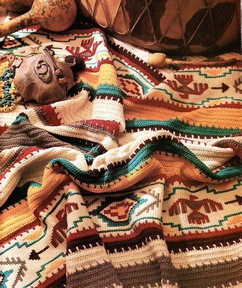 Indian Blanket Crochet Pattern Afghan Southwest Colorful