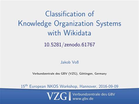 Ppt Classification Of Knowledge Organization Systems With Wikidata