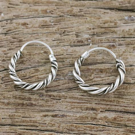 Unicef Market Hand Crafted Sterling Silver Hoop Earrings From