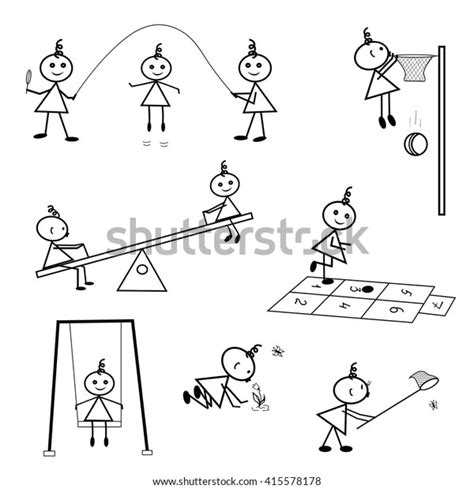 Stick Figure Positions Set Vector Part Stock Vector Royalty Free