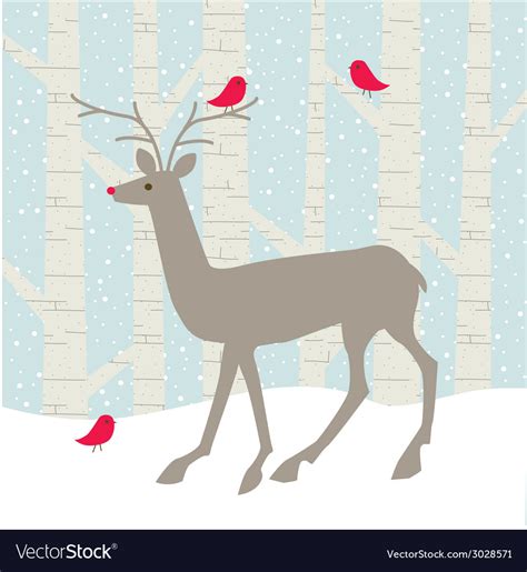 Deer And Birds Royalty Free Vector Image Vectorstock