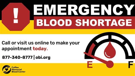 Coffee Memorial Blood Center announces blood shortage
